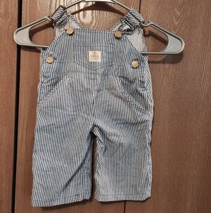 Vintage Original Furskins Teddy Bear Outfit Blue Stripe Overalls